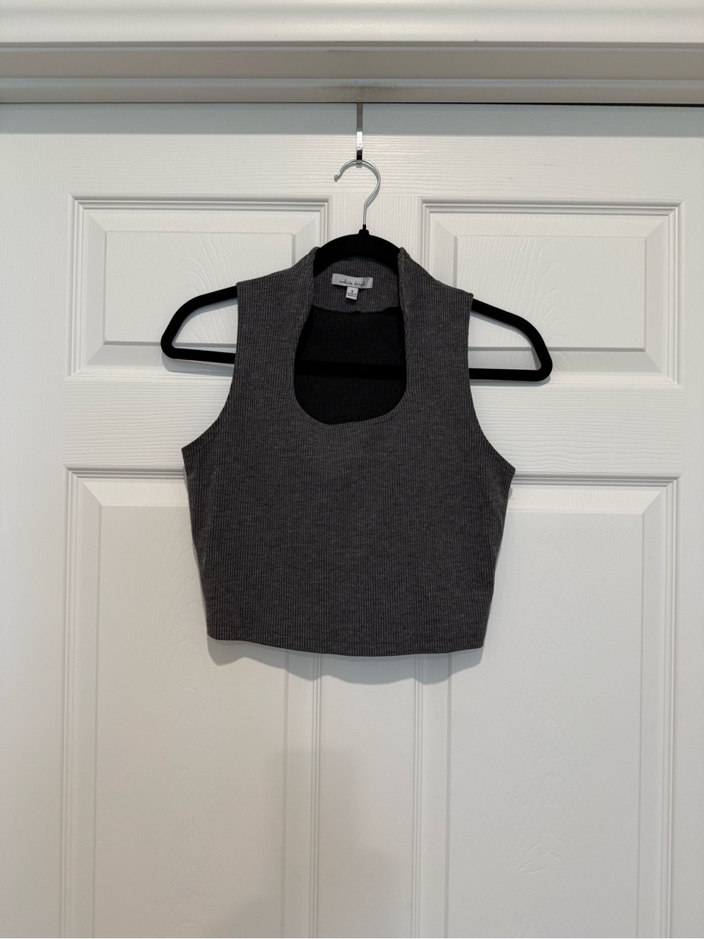 White Birch Charcoal Ribbed Cropped Tank